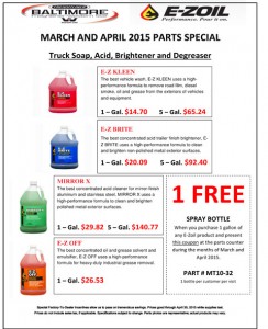 March and April 2015 E-zoil Parts Special Flyer